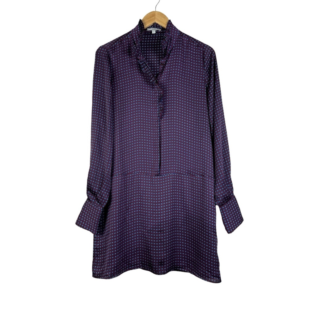 Joie Shirt Shift Dress Long Sleeve Pleatted Ruffle Size Medium